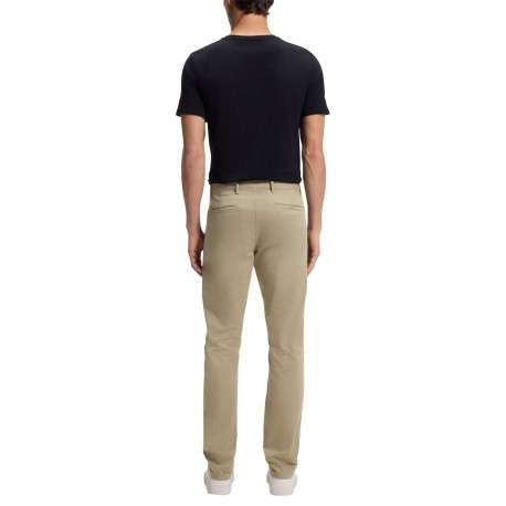 Pantalon chino en coton beige uni pourvu d'une coupe slim et de mutliples poches - Image 4