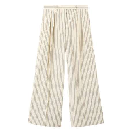 Pantalon jaune à rayures pourvu d'une coupe droite et d'une taille haute