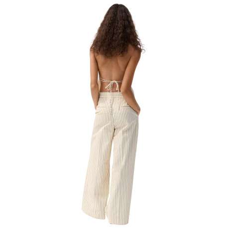 Pantalon jaune à rayures pourvu d'une coupe droite et d'une taille haute - Image 4