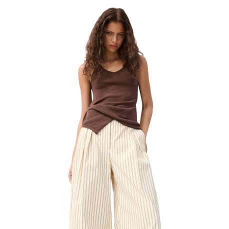 Pantalon jaune à rayures pourvu d'une coupe droite et d'une taille haute - Image 5