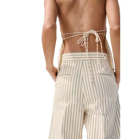Pantalon jaune à rayures pourvu d'une coupe droite et d'une taille haute - Image 6