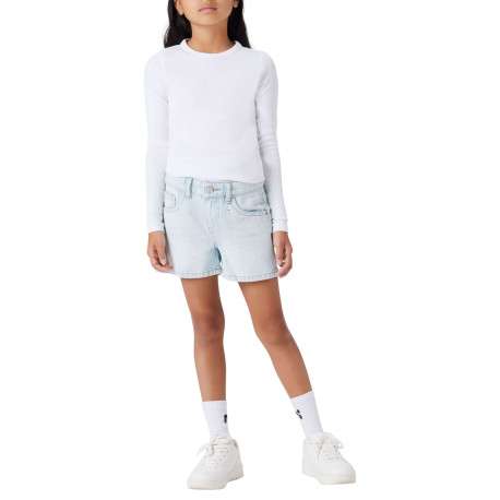 Short en coton stone uni pourvu d'une coupe droite et de strass - Image 5