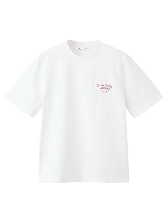 T-shirt en coton blanc uni...