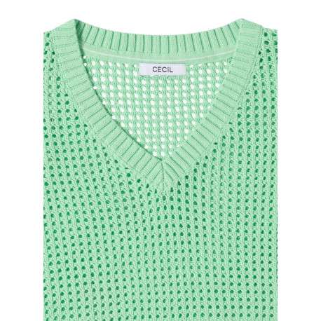Pull en coton vert uni pourvu d'un cordon de serrage et de manches longues - Image 2