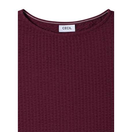 T-shirt en coton mélangé bordeaux uni pourvu de manches courtes - Image 2