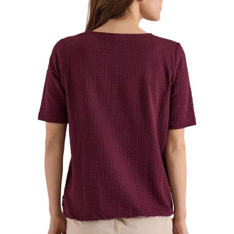 T-shirt en coton mélangé bordeaux uni pourvu de manches courtes - Image 4