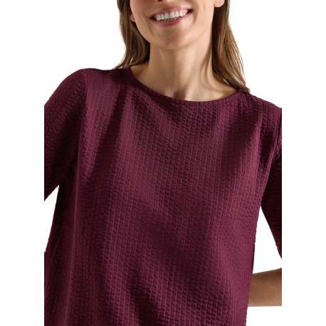 T-shirt en coton mélangé bordeaux uni pourvu de manches courtes - Image 6