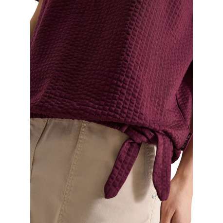 T-shirt en coton mélangé bordeaux uni pourvu de manches courtes - Image 7