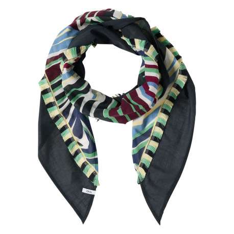 Foulard en coton multicolore à motifs pourvu d'une forme triangulaire