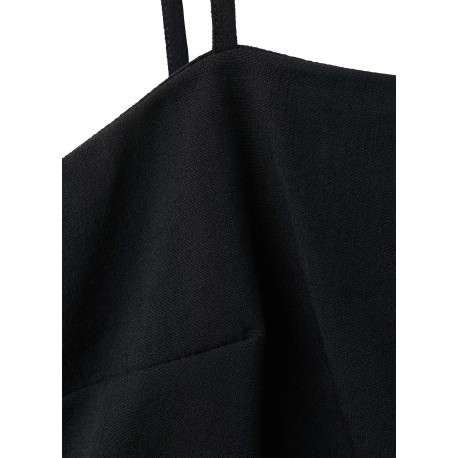 Top noir uni pourvu d'une coupe ajusté et de bretelles fines - Image 2
