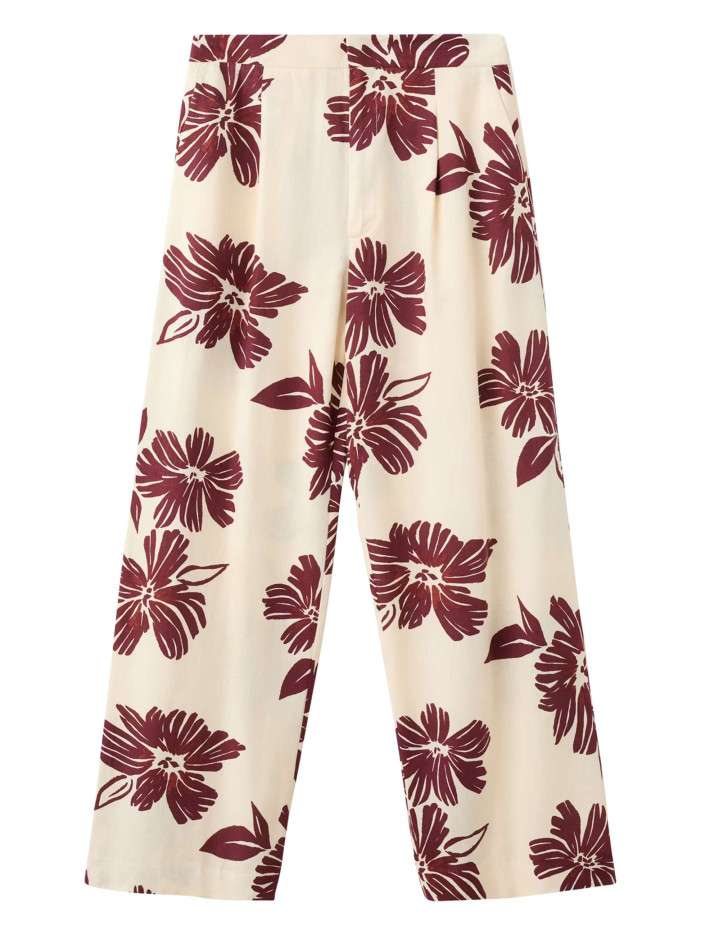 Pantalon beige à motifs...