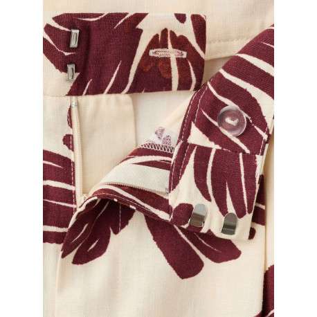 Pantalon beige à motifs pourvu d'une coupe large et de détails plissés - Image 2