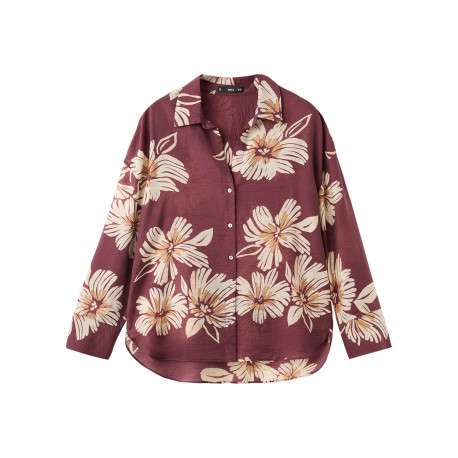 Chemisier bordeaux à motifs pourvu de manches longues et d'une coupe large