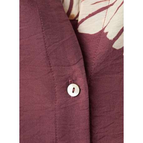 Chemisier bordeaux à motifs pourvu de manches longues et d'une coupe large - Image 2