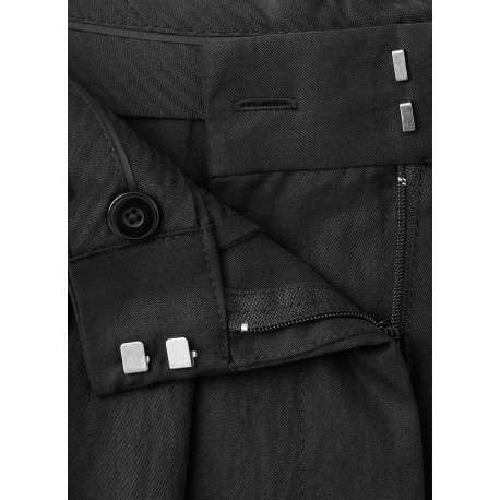 Pantalon noir uni pourvu d'une coupe large et de passants pour la ceinture - Image 2