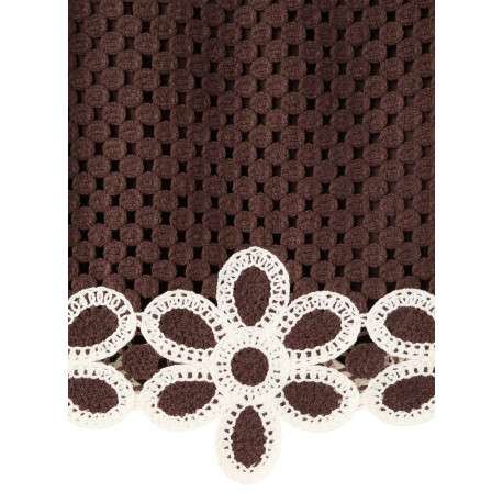 Jupe courte marron unie pourvue d'une coupe droite et d'une taille mi-haute - Image 2