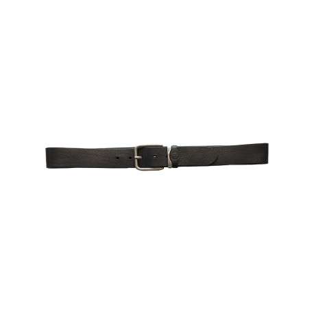 Ceinture en cuir noire unie pourvue d'une boucle de fermeture métallique
