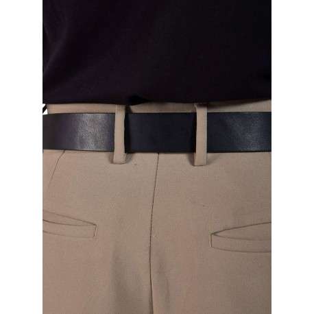 Ceinture en cuir noire unie pourvue d'une boucle de fermeture métallique - Image 4
