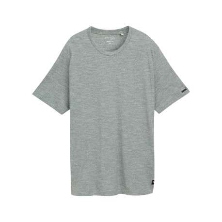 T-shirt en coton kaki uni avec une coupe droite et un col rond