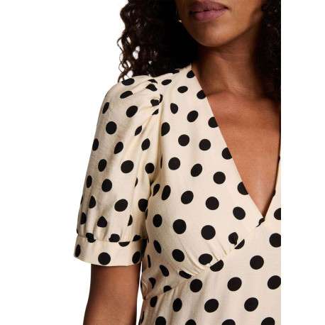 Robe longue beige à motifs pourvue d'une découpe sous la poitrine - Image 5