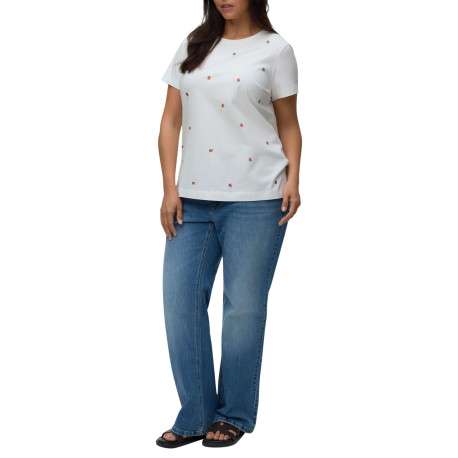 T-shirt en coton biologique blanc à motifs pourvu d'un col rond - Image 2