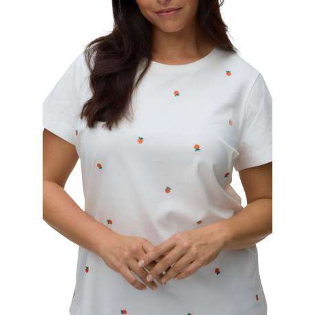 T-shirt en coton biologique blanc à motifs pourvu d'un col rond - Image 4