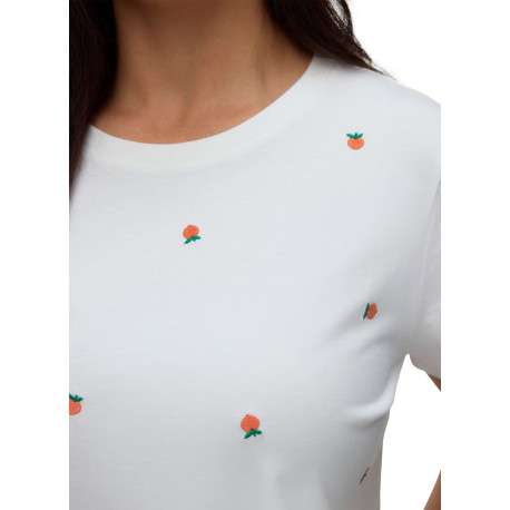 T-shirt en coton biologique blanc à motifs pourvu d'un col rond - Image 5