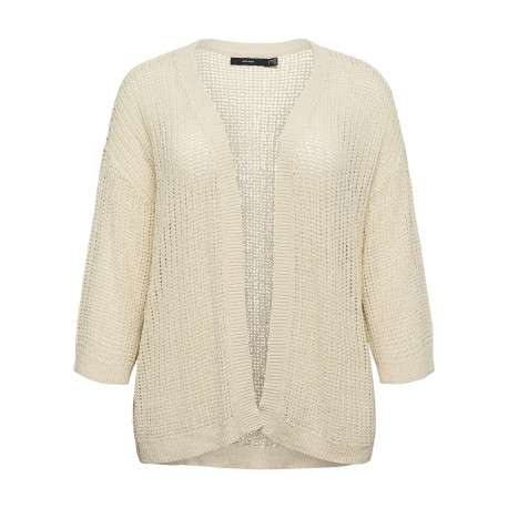 Gilet beige uni pourvu de manches longues et d'une coupe droite