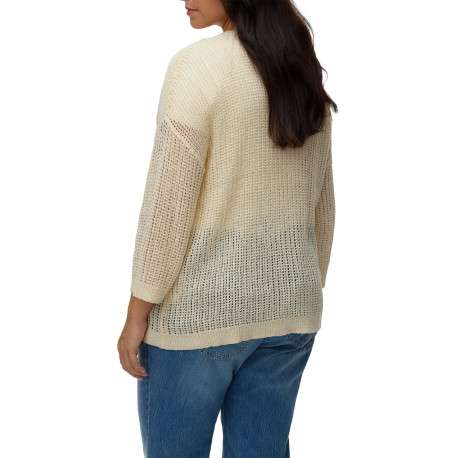 Gilet beige uni pourvu de manches longues et d'une coupe droite - Image 3