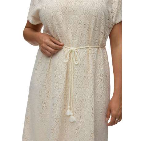 Robe courte beige unie pourvue d'une coupe évasée et de manches courtes - Image 5