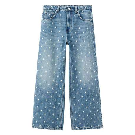 Jean en coton stone à motifs pourvu d'une coupe droite et d'une taille mi-haute