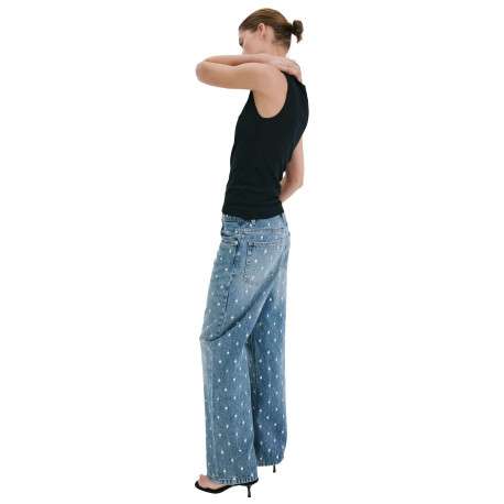Jean en coton stone à motifs pourvu d'une coupe droite et d'une taille mi-haute - Image 5