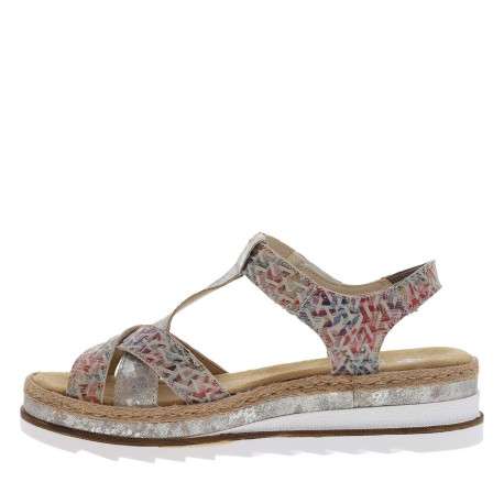 Sandales multicolores à talon compensé et à bande auto-agrippante - Image 3