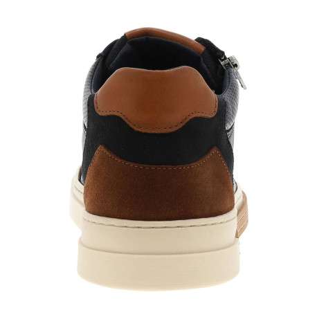 Tennis en cuir bleu marine avec une fermeture zippée et des lacets - Image 7