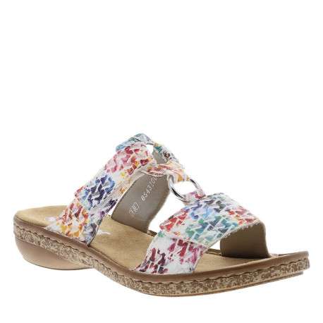 Mules multicolores à semelle compensée bas et à bandes auto-agrippantes - Image 3