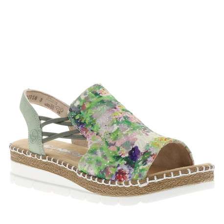 Nu-pieds vert à semelle compensée avec des soufflets élastiqués - Image 3