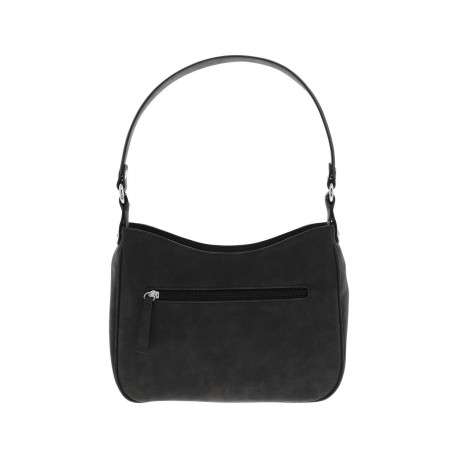 Sac porté épaule noir uni avec des strass sur le pourtour et une bandoulière - Image 3