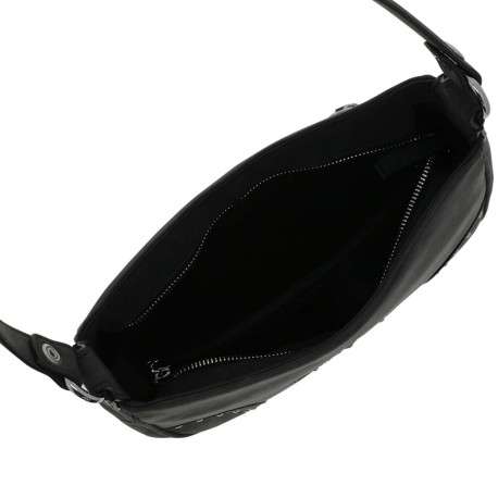 Sac porté épaule noir uni avec des strass sur le pourtour et une bandoulière - Image 4