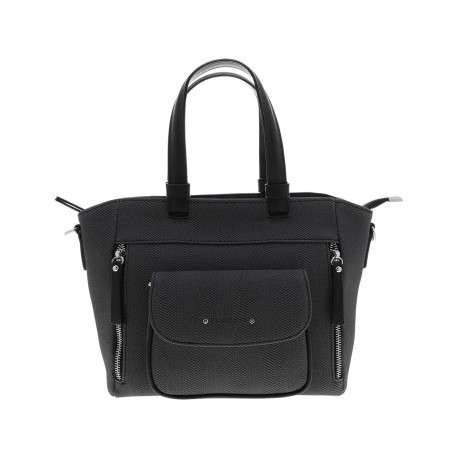 Sac porté épaule noir uni avec des anses et une bandoulière amovible