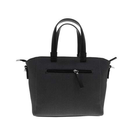 Sac porté épaule noir uni avec des anses et une bandoulière amovible - Image 3