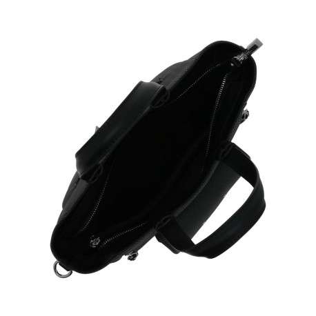 Sac porté épaule noir uni avec des anses et une bandoulière amovible - Image 4
