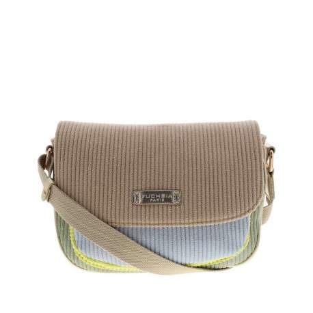 Sac bandoulière multicolore uni avec une fermeture à rabat et un zip
