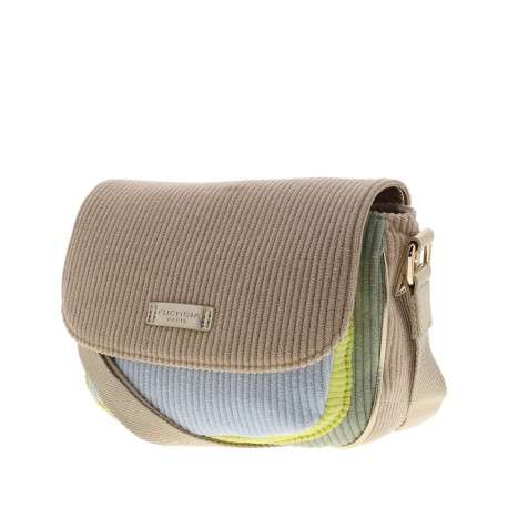 Sac bandoulière multicolore uni avec une fermeture à rabat et un zip - Image 2