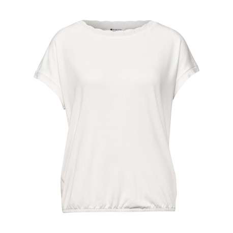 T-shirt Milano blanc uni pourvu d'une coupe droite et d'un col rond