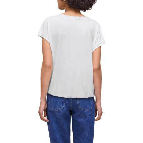 T-shirt Milano blanc uni pourvu d'une coupe droite et d'un col rond - Image 4