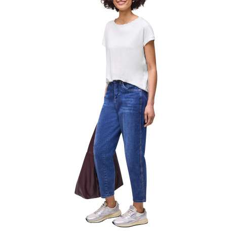 T-shirt Milano blanc uni pourvu d'une coupe droite et d'un col rond - Image 5