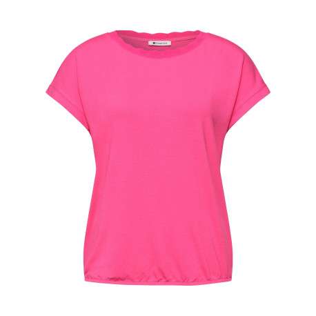 T-shirt Milano fuchsia uni pourvu d'une coupe droite et d'un col rond