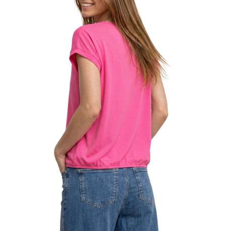 T-shirt Milano fuchsia uni pourvu d'une coupe droite et d'un col rond - Image 4