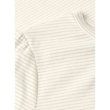 T-shirt blanc à rayures pourvu de détails plissés sur les épaules - Image 2