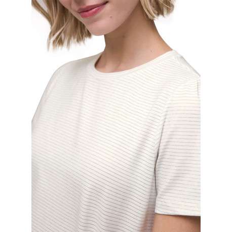 T-shirt blanc à rayures pourvu de détails plissés sur les épaules - Image 5